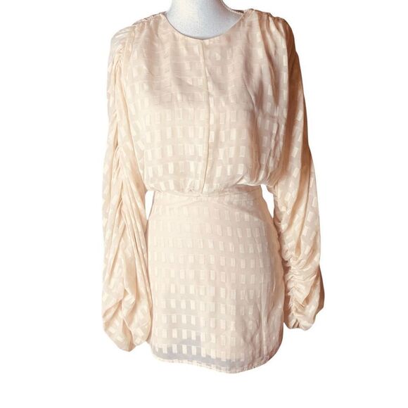 House of Harlow 1960 Nika Champagne Beige Patterned Open Back Mini Dress Wms Sz - Picture 1 of 8